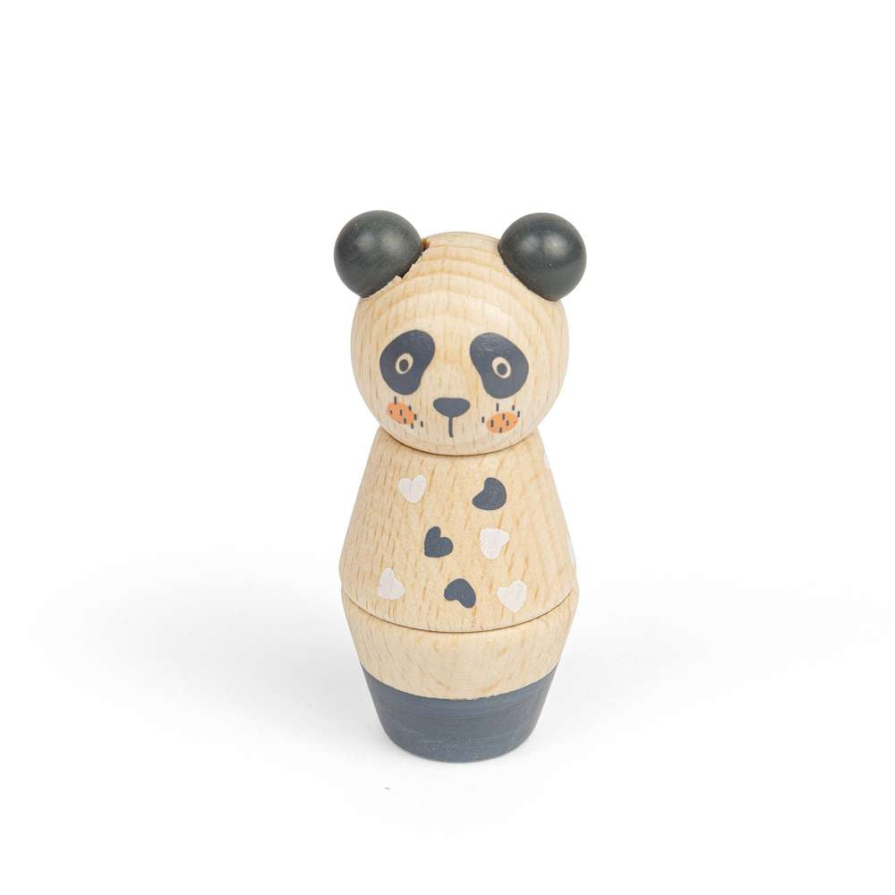 Bigjigs Toys Twist and Match Wooden Animals Panda and Elephant 2 Pack Toy for 18 Months Plus