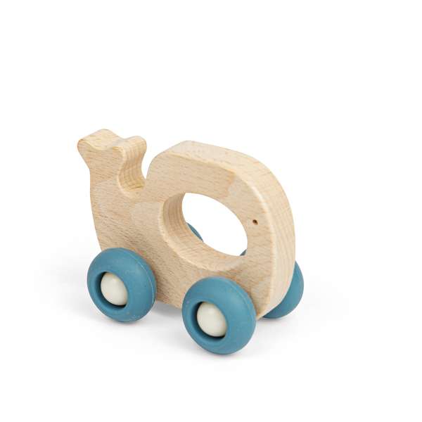 Bigjigs Toys Mini Animal Wooden Whale Push Along Toy for Babies and Toddlers 12 Months Plus