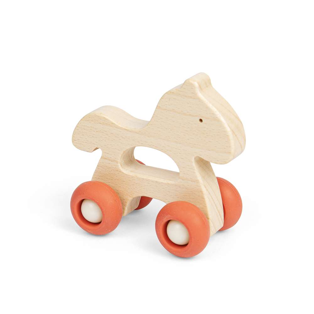Bigjigs Toys Wooden Horse Mini Animal Push Along Toy for Toddlers 12 Months Plus