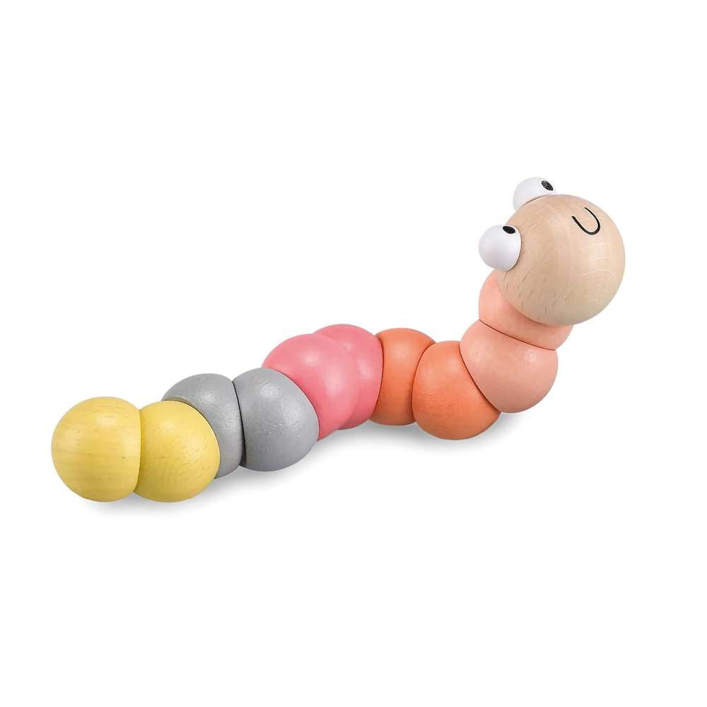 Bigjigs Toys Wooden Wiggly Worms Pastel Baby Fidget Toy 2 Pack