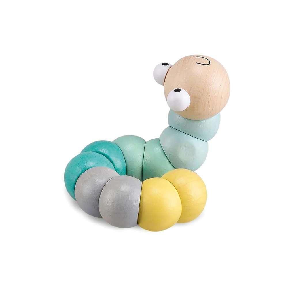 Bigjigs Toys Wooden Wiggly Worms Pastel Baby Fidget Toy 2 Pack