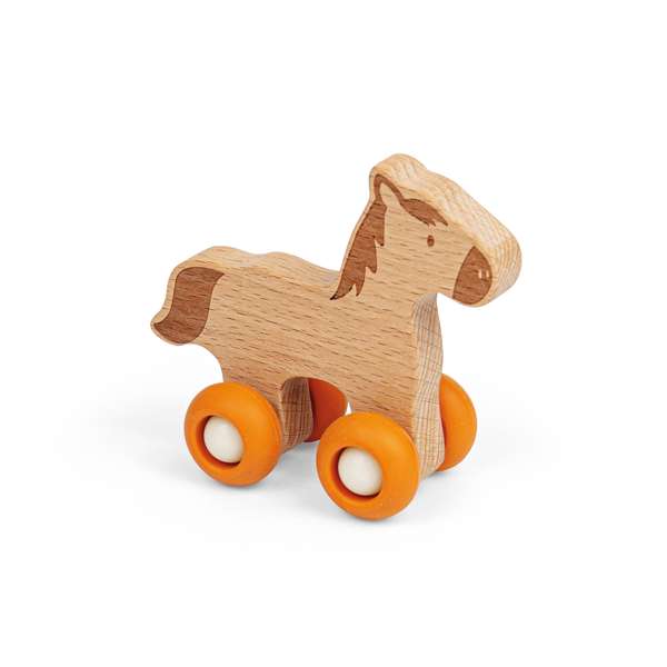 Bigjigs Toys Wooden Horse Farm Animal on Wheels Toddler Toy