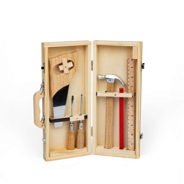 Bigjigs Toys Wooden DIY Tool Box 6 Piece Kids Tool Kit for 5 Years Plus