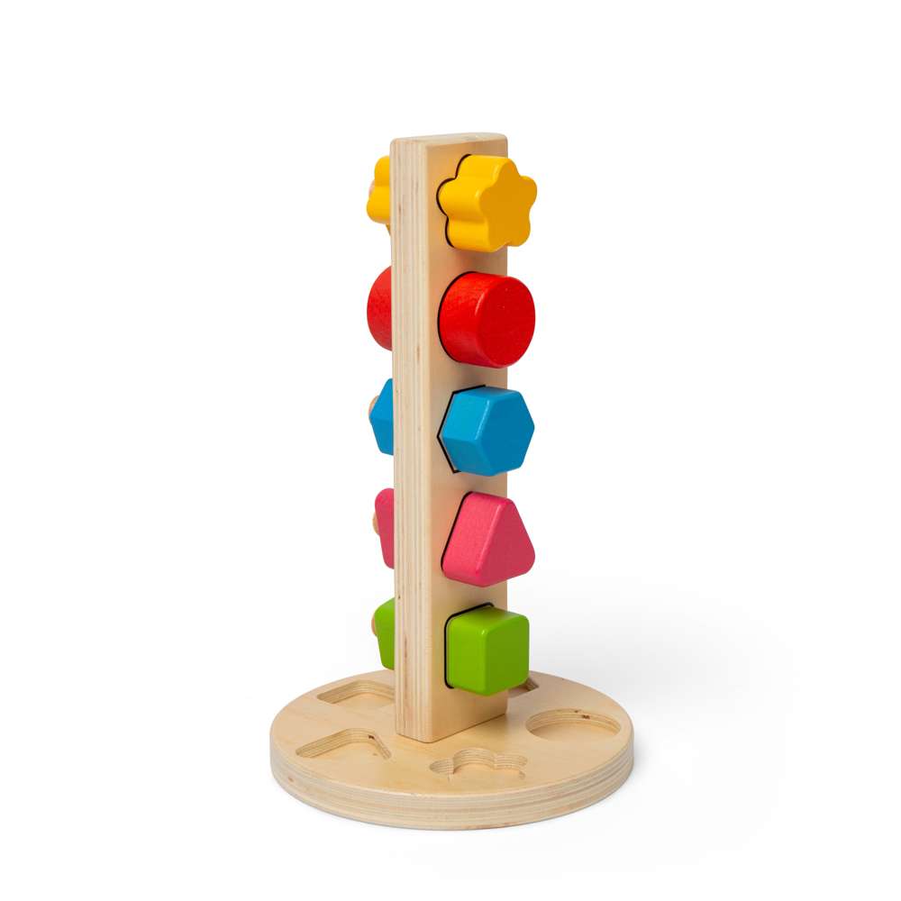 Bigjigs Toys Wooden Nuts and Bolts Tower Montessori Shape Sorting Toy 11 Pieces