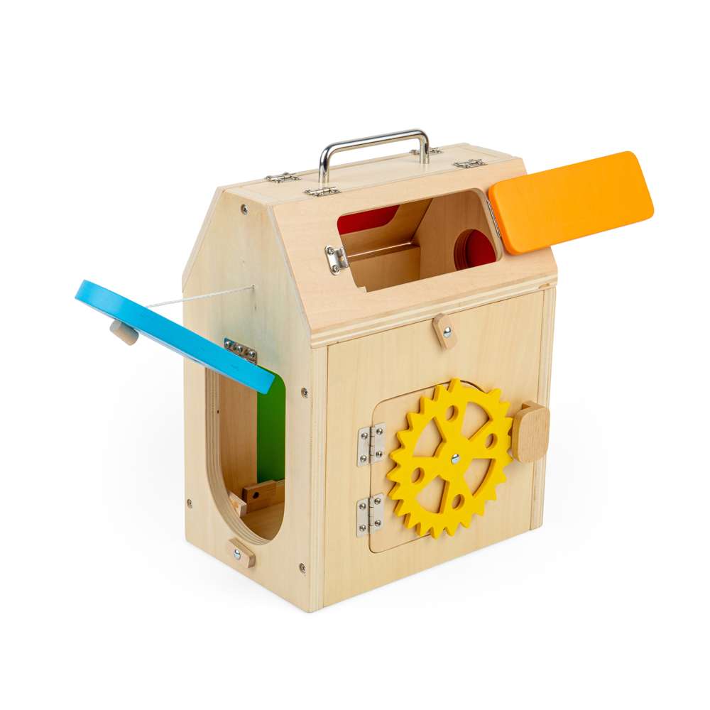 Bigjigs Toys Wooden Latches and Catches House Busy Board Educational Toy for Toddlers Age 3 Plus