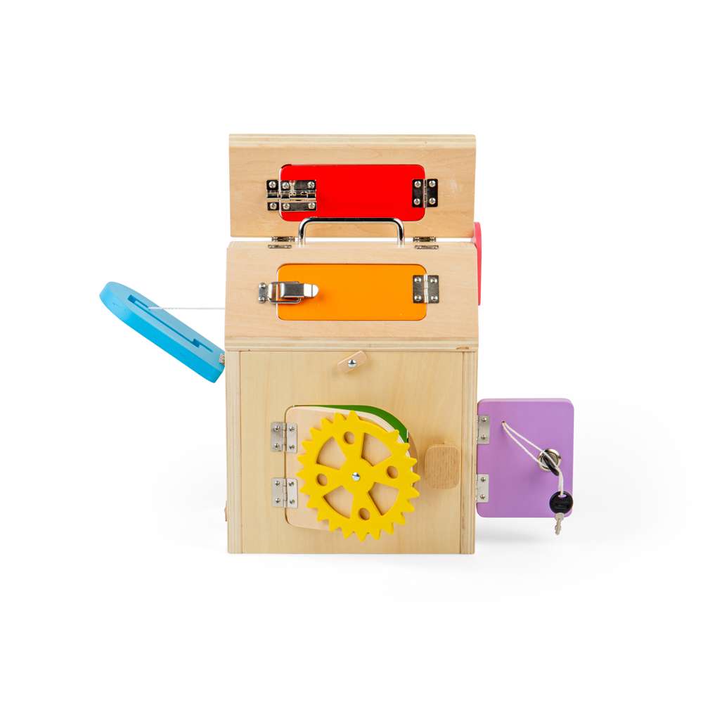 Bigjigs Toys Wooden Latches and Catches House Busy Board Educational Toy for Toddlers Age 3 Plus