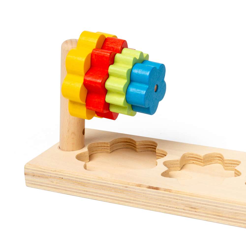 Bigjigs Toys Wooden Flower Sorter Stacking Toy Montessori Shape Matching Game for Toddlers 12 Months Plus