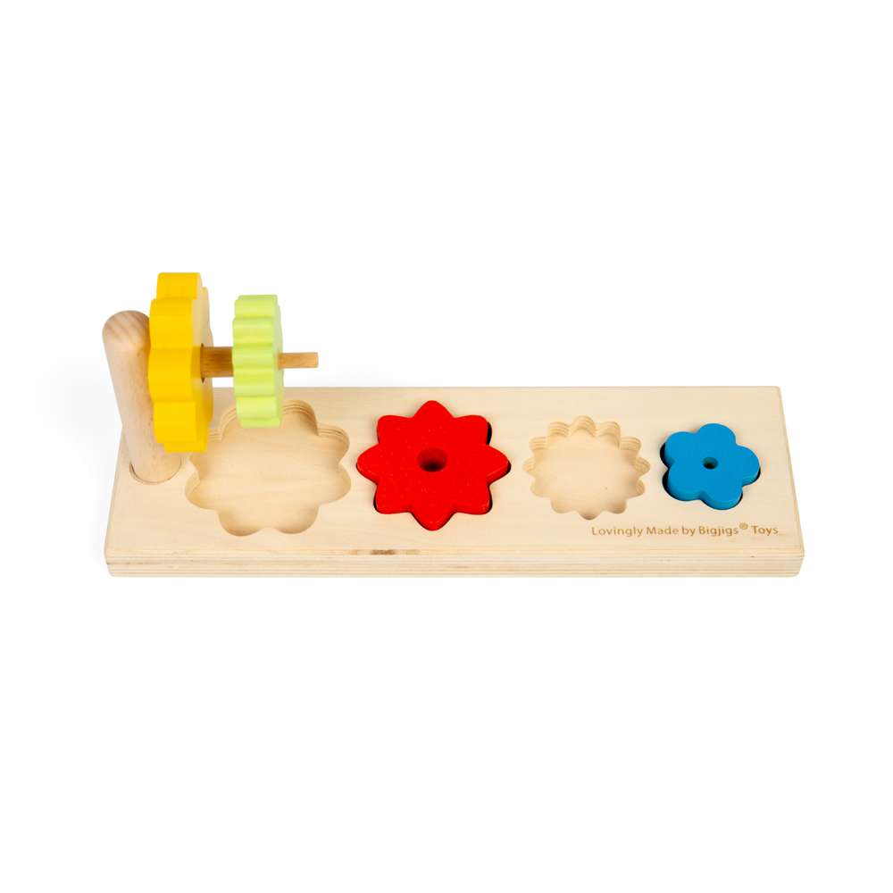 Bigjigs Toys Wooden Flower Sorter Stacking Toy Montessori Shape Matching Game for Toddlers 12 Months Plus