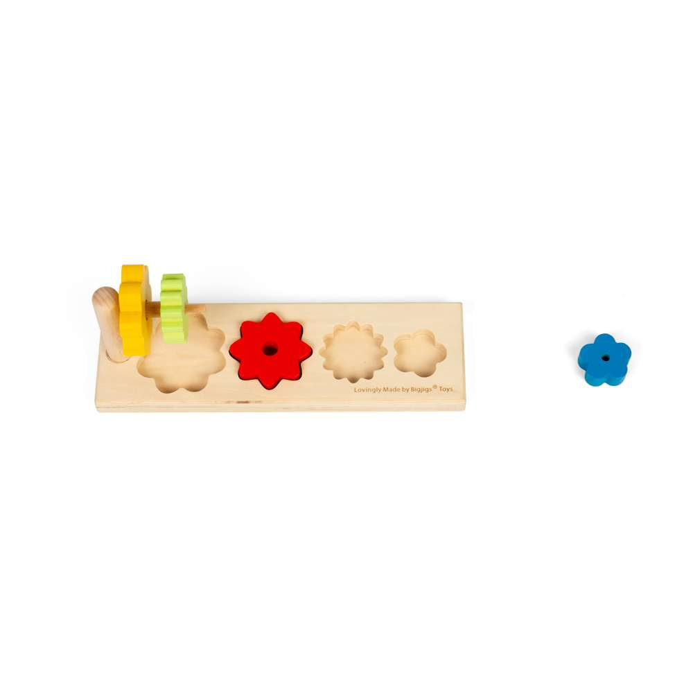 Bigjigs Toys Wooden Flower Sorter Stacking Toy Montessori Shape Matching Game for Toddlers 12 Months Plus