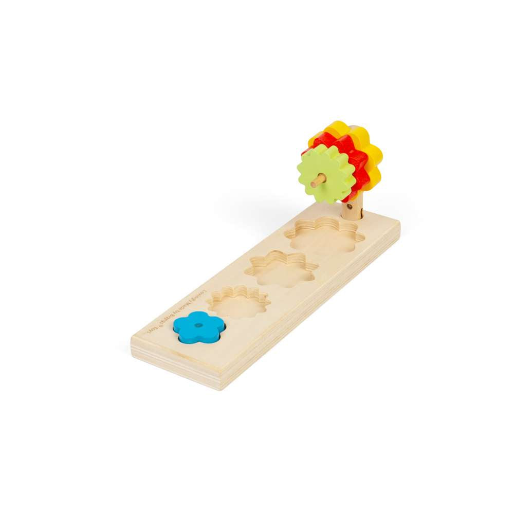 Bigjigs Toys Wooden Flower Sorter Stacking Toy Montessori Shape Matching Game for Toddlers 12 Months Plus