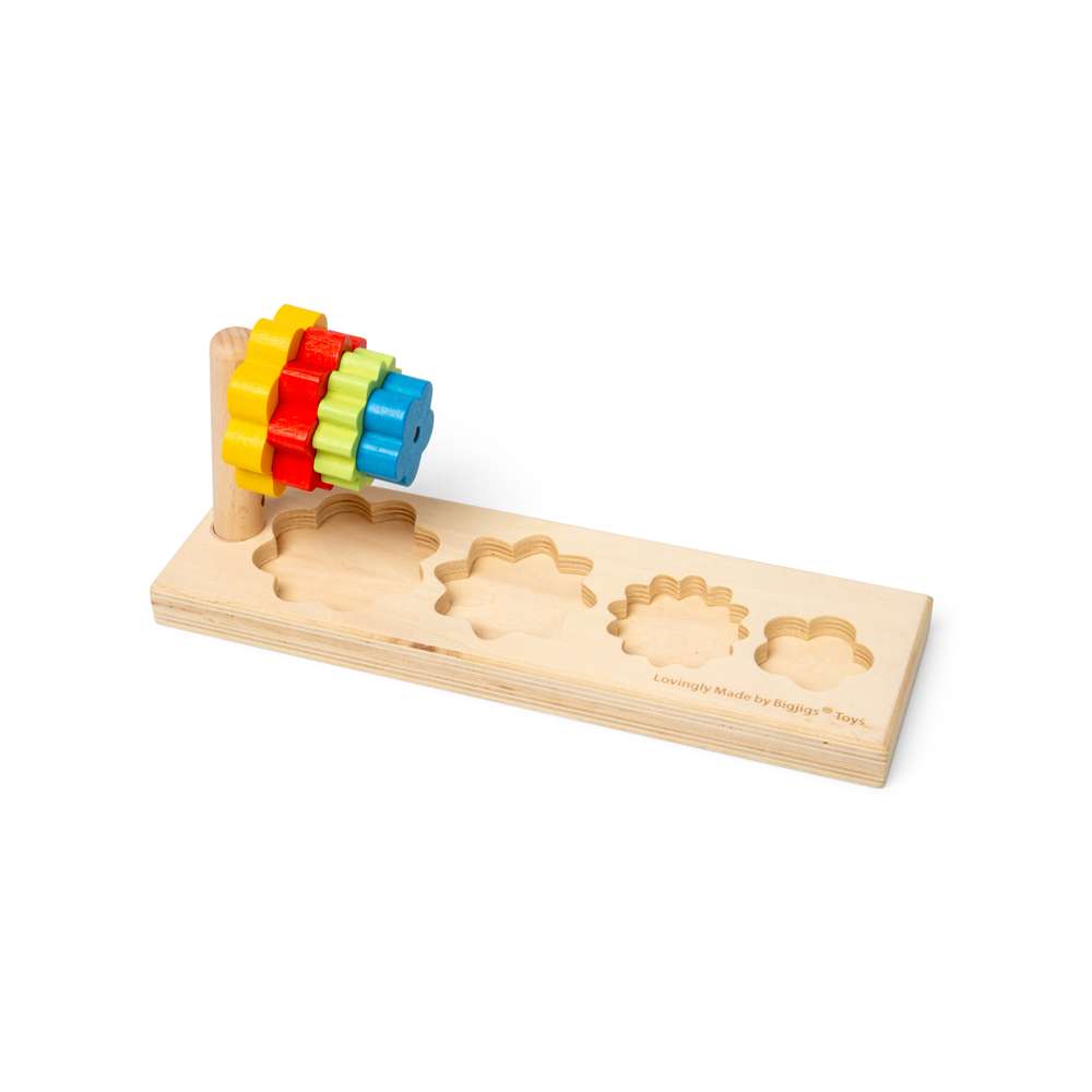 Bigjigs Toys Wooden Flower Sorter Stacking Toy Montessori Shape Matching Game for Toddlers 12 Months Plus