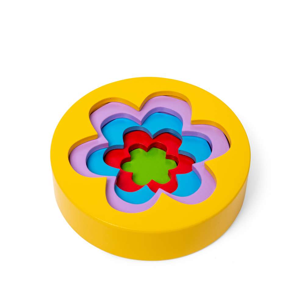 Bigjigs Toys Wooden Flower Tower Stacking and Nesting Toy for 12 Months Plus