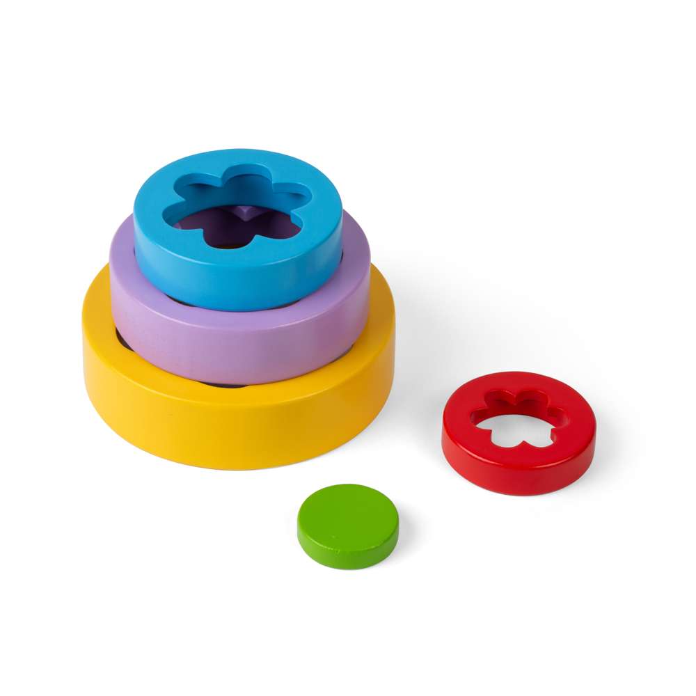 Bigjigs Toys Wooden Flower Tower Stacking and Nesting Toy for 12 Months Plus