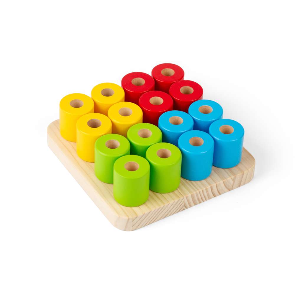 Bigjigs Toys Wooden Montessori Wobbly Peg Board Stacking Toy with 17 Play Pieces for 12 Months Plus