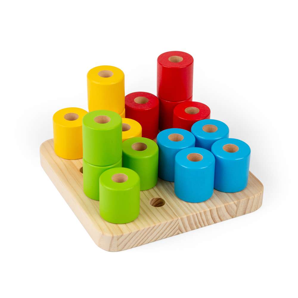 Bigjigs Toys Wooden Montessori Wobbly Peg Board Stacking Toy with 17 Play Pieces for 12 Months Plus