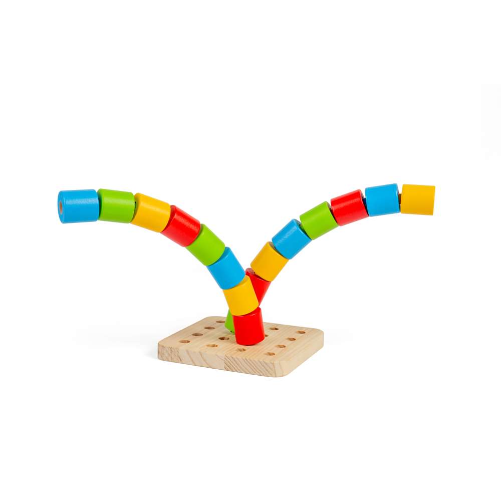 Bigjigs Toys Wooden Montessori Wobbly Peg Board Stacking Toy with 17 Play Pieces for 12 Months Plus