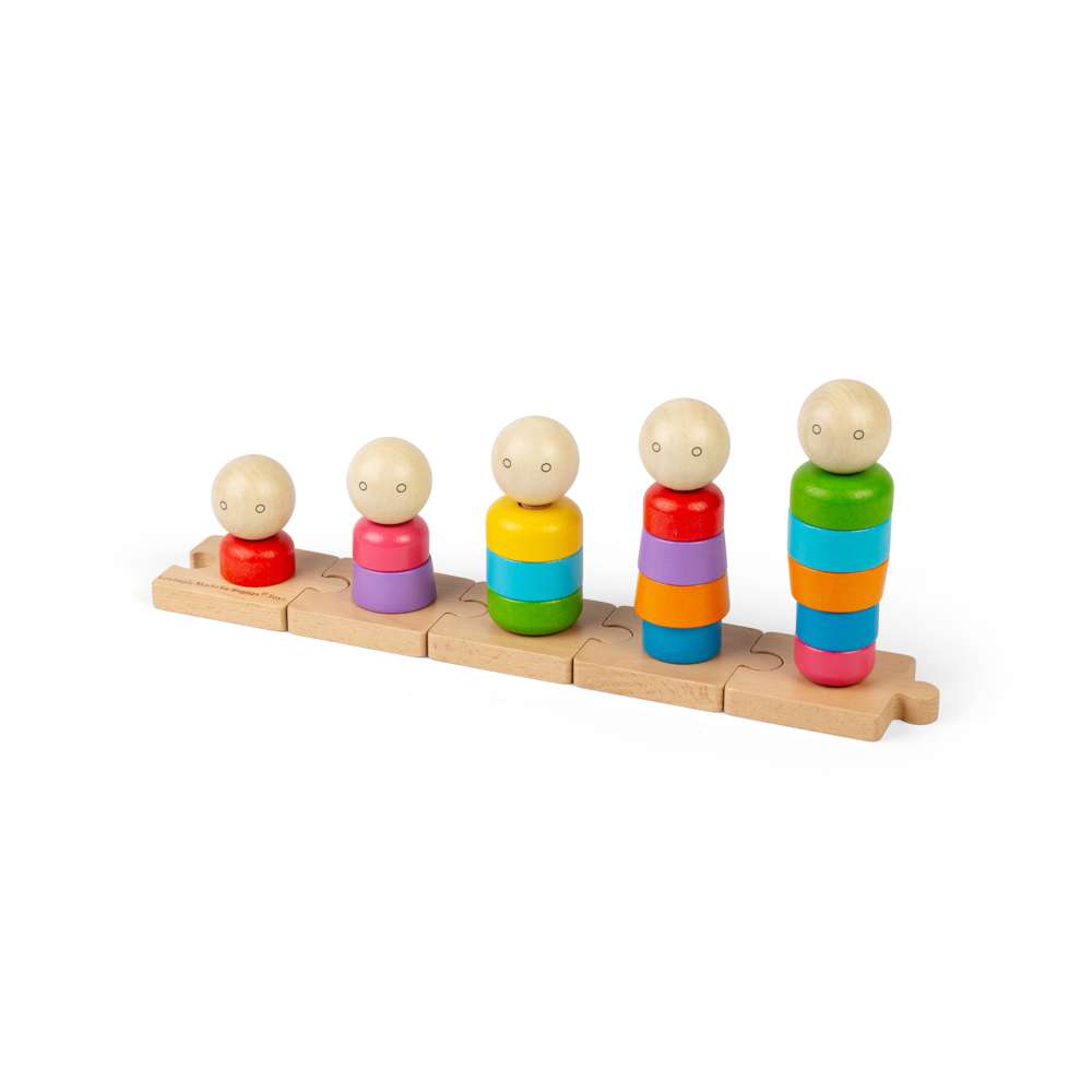 Bigjigs Toys Wooden Rainbow Family Stacking Toy and Puzzle 25 Pieces