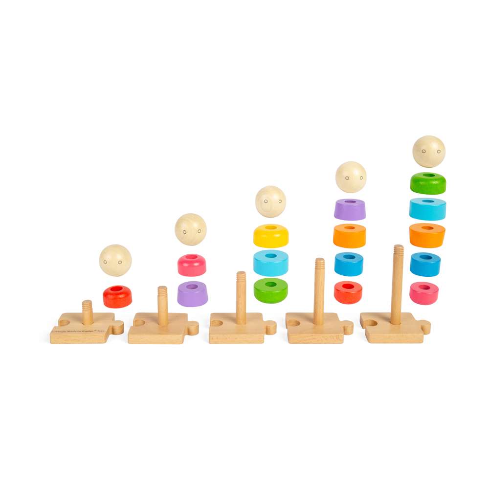 Bigjigs Toys Wooden Rainbow Family Stacking Toy and Puzzle 25 Pieces
