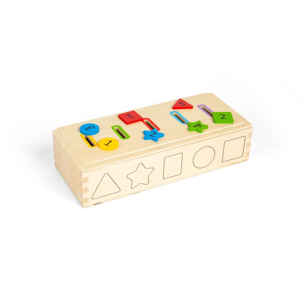 Bigjigs Toys Wooden Sorter Box Number Colour and Shape Sorting Toy with 27 Play Pieces