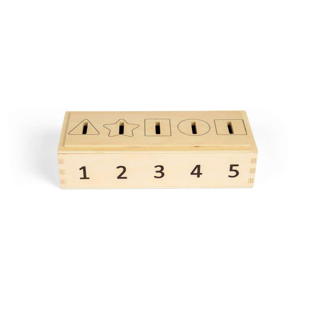 Bigjigs Toys Wooden Sorter Box Number Colour and Shape Sorting Toy with 27 Play Pieces