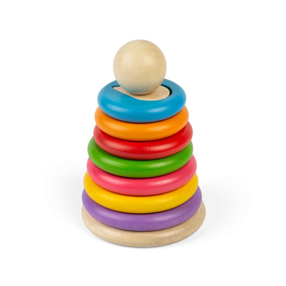 Bigjigs Toys Wooden Secret Shape Stacker Stacking Toy with 16 Play Pieces