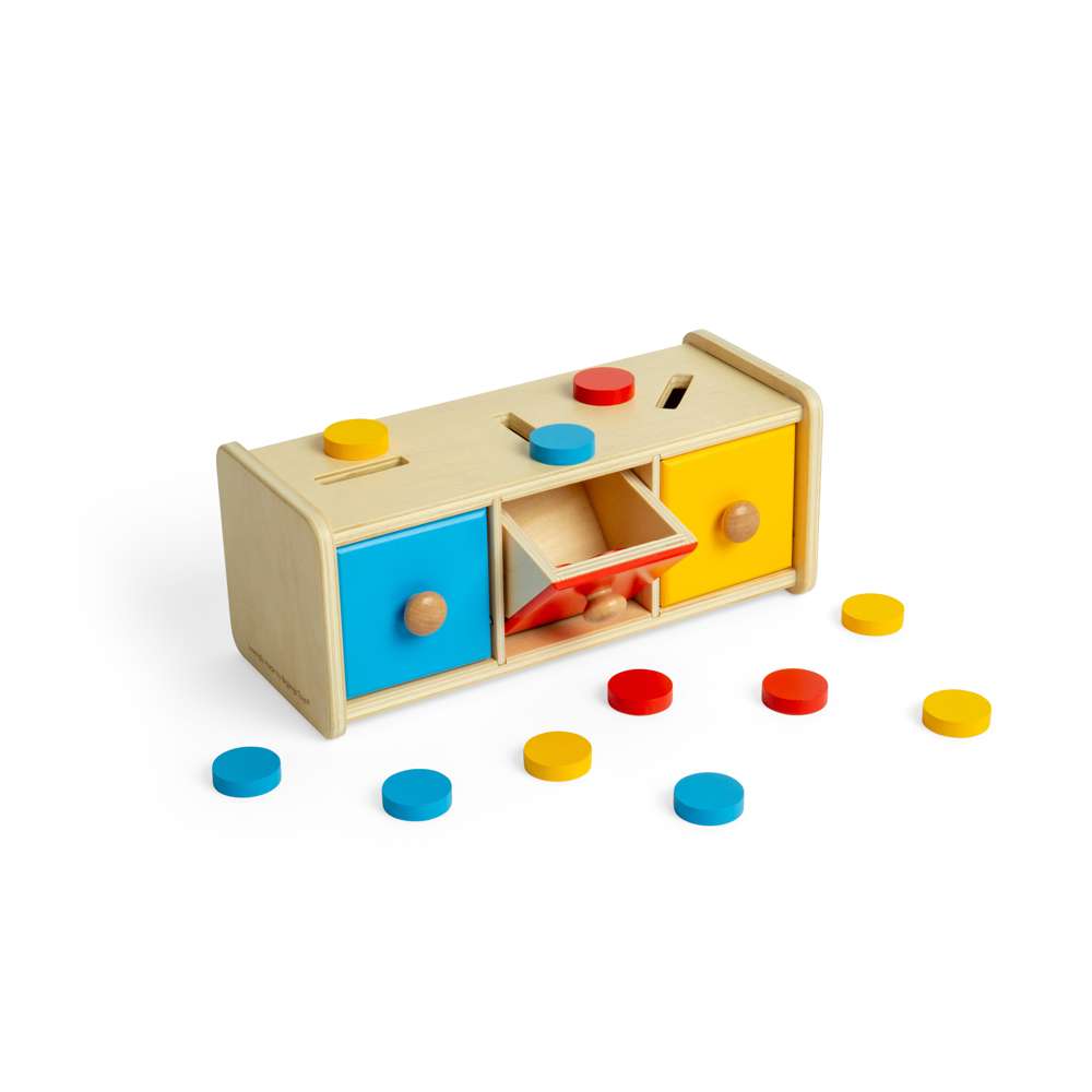 Bigjigs Toys Wooden Montessori Token Sorter Educational Colour Sorting Toy for 12 Months Plus