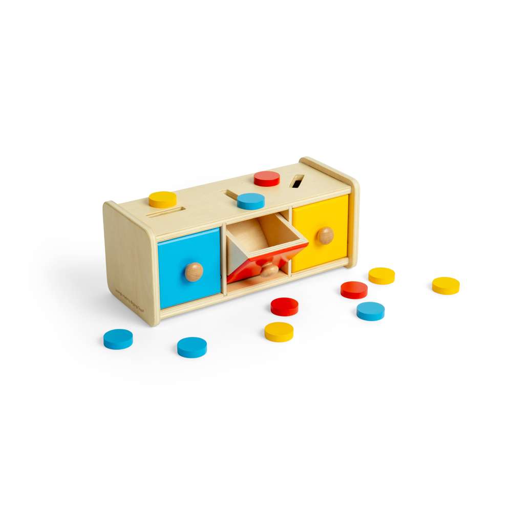 Bigjigs Toys Wooden Montessori Token Sorter Educational Colour Sorting Toy for 12 Months Plus