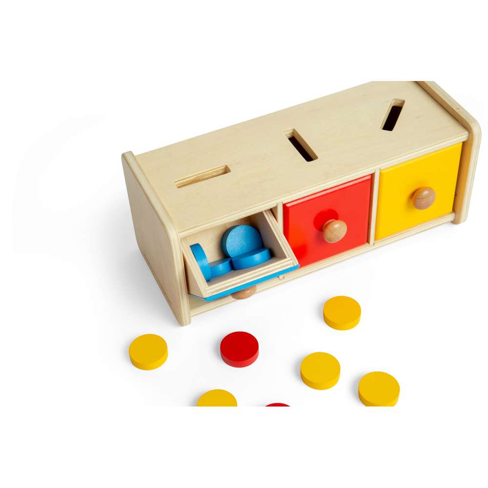 Bigjigs Toys Wooden Montessori Token Sorter Educational Colour Sorting Toy for 12 Months Plus