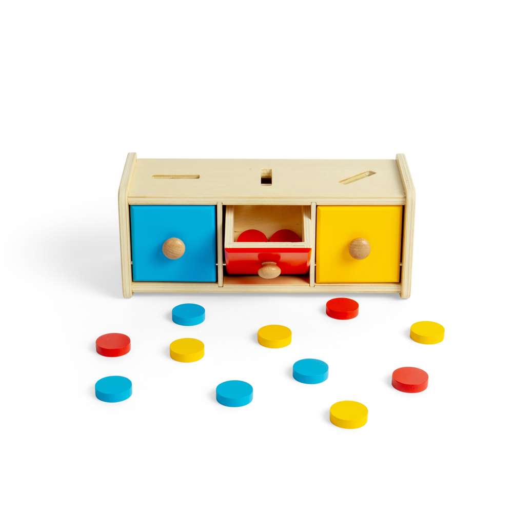 Bigjigs Toys Wooden Montessori Token Sorter Educational Colour Sorting Toy for 12 Months Plus