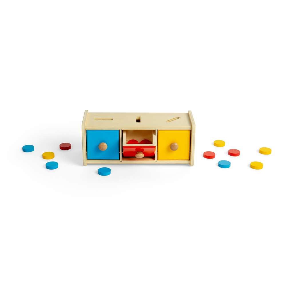 Bigjigs Toys Wooden Montessori Token Sorter Educational Colour Sorting Toy for 12 Months Plus