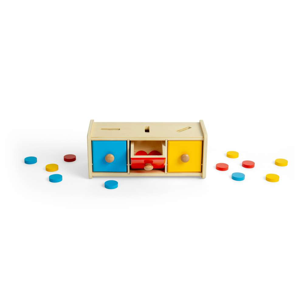 Bigjigs Toys Wooden Montessori Token Sorter Educational Colour Sorting Toy for 12 Months Plus