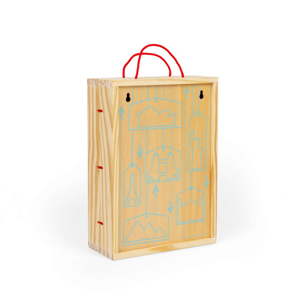 Bigjigs Toys Wooden Travel Playbox with 10 Pieces and Map for 18 Months Plus