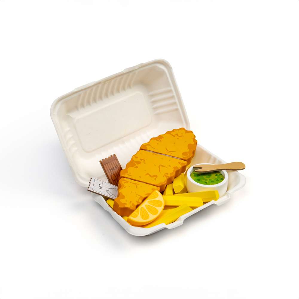 Bigjigs Toys Wooden Fish and Chips Play Food Set with 26 Pieces