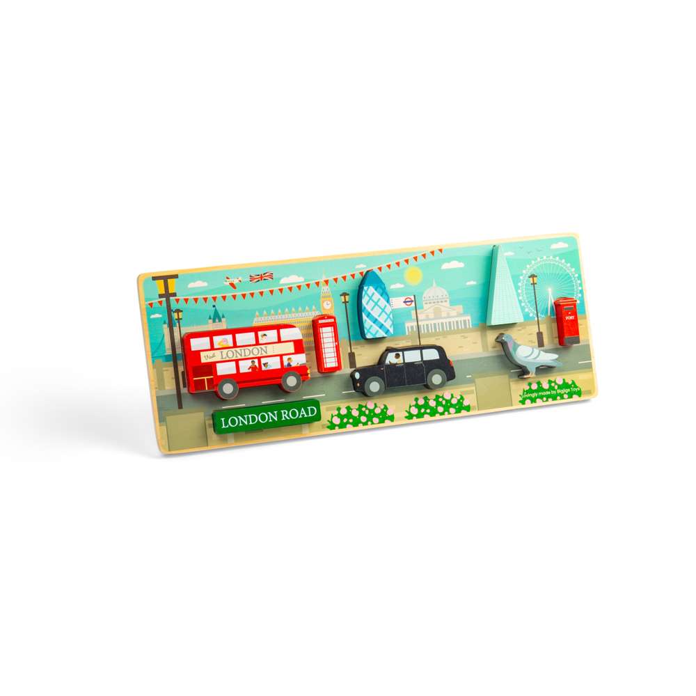 Bigjigs Toys London Chunky Wooden Puzzle Educational Toddler Toy 8 Pieces 12 Months Plus