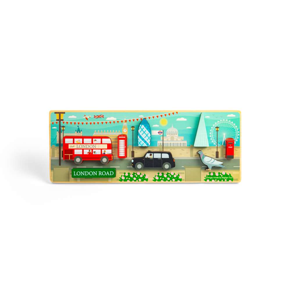 Bigjigs Toys London Chunky Wooden Puzzle Educational Toddler Toy 8 Pieces 12 Months Plus