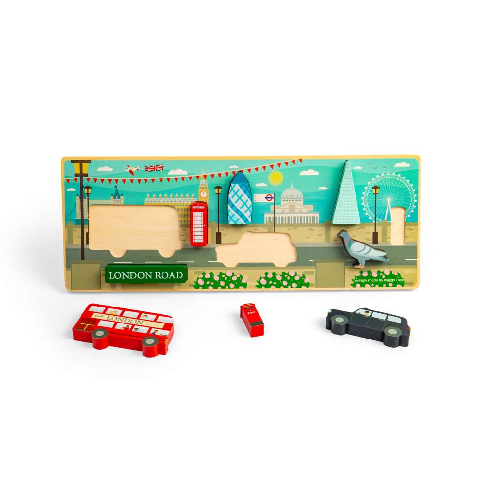 Bigjigs Toys London Chunky Wooden Puzzle Educational Toddler Toy 8 Pieces 12 Months Plus