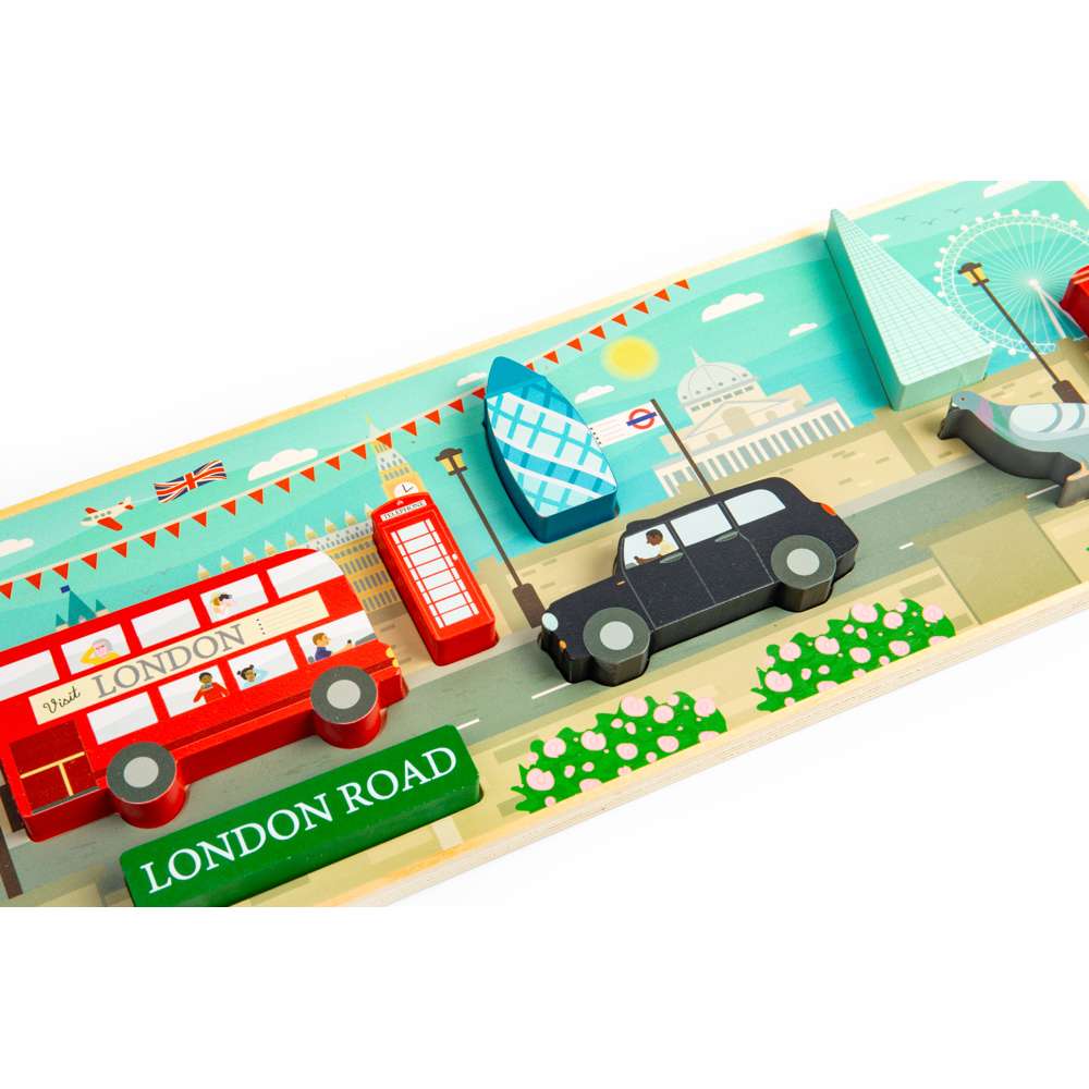 Bigjigs Toys London Chunky Wooden Puzzle Educational Toddler Toy 8 Pieces 12 Months Plus
