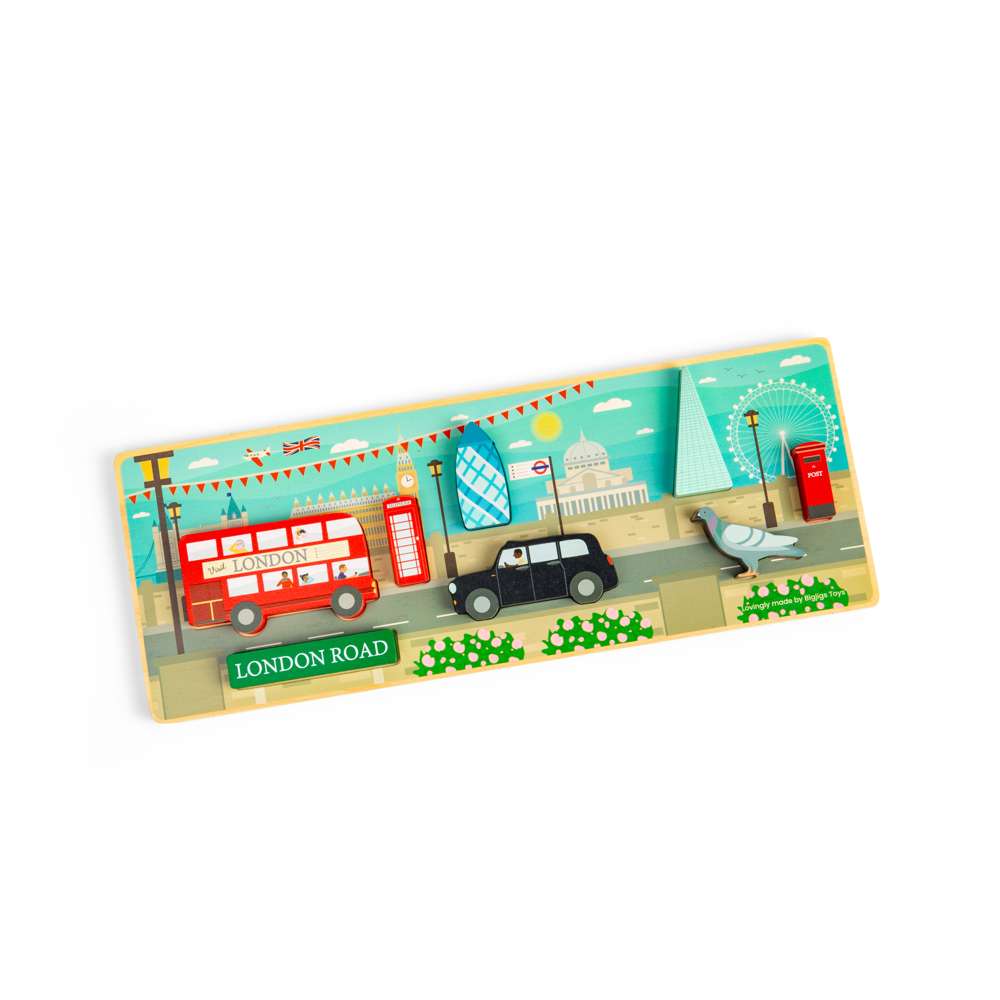 Bigjigs Toys London Chunky Wooden Puzzle Educational Toddler Toy 8 Pieces 12 Months Plus