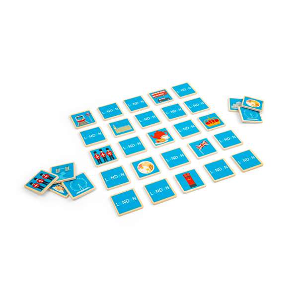 Bigjigs Toys London Memory Game Wooden Matching Toy with 32 Play Pieces and Tote Bag