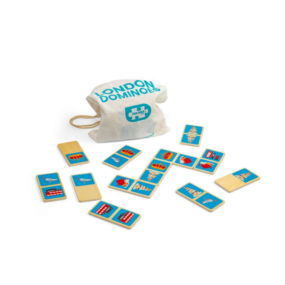 Bigjigs Toys London Wooden Dominoes 28 Piece Educational Matching Game for Children 2 Years Plus