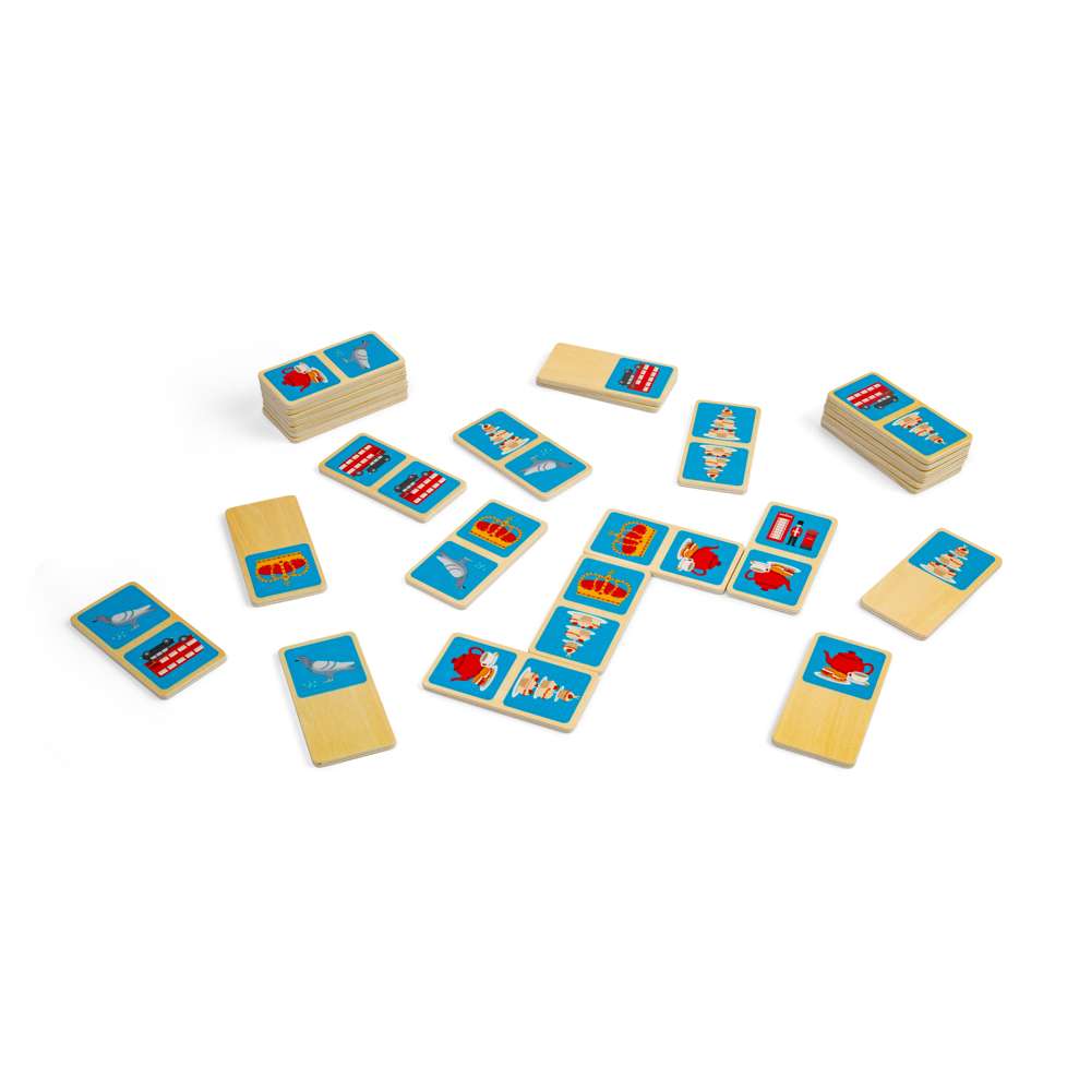 Bigjigs Toys London Wooden Dominoes 28 Piece Educational Matching Game for Children 2 Years Plus