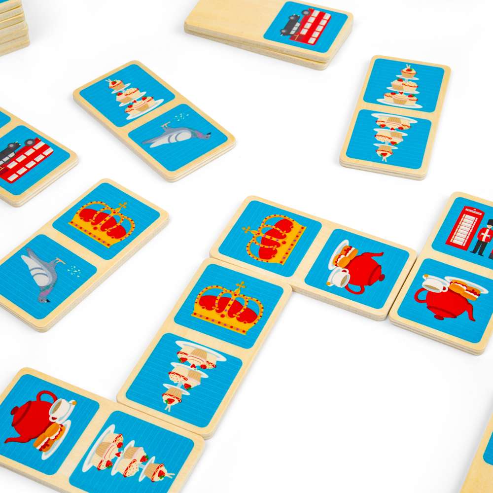 Bigjigs Toys London Wooden Dominoes 28 Piece Educational Matching Game for Children 2 Years Plus
