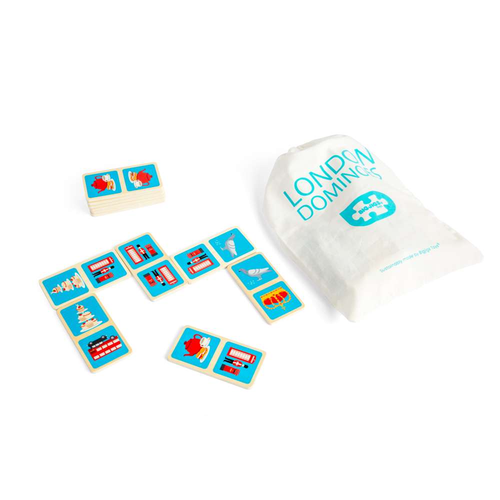 Bigjigs Toys London Wooden Dominoes 28 Piece Educational Matching Game for Children 2 Years Plus