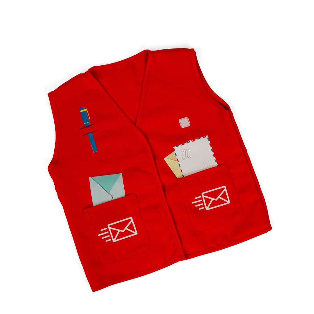 Bigjigs Toys Mail Carrier Dress Up Set Postman Costume with 17 Play Pieces for Kids Ages 3+