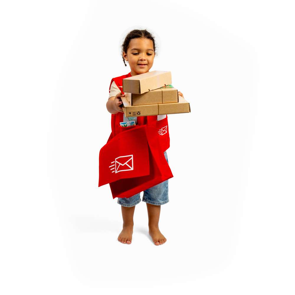 Bigjigs Toys Mail Carrier Dress Up Set Postman Costume with 17 Play Pieces for Kids Ages 3+