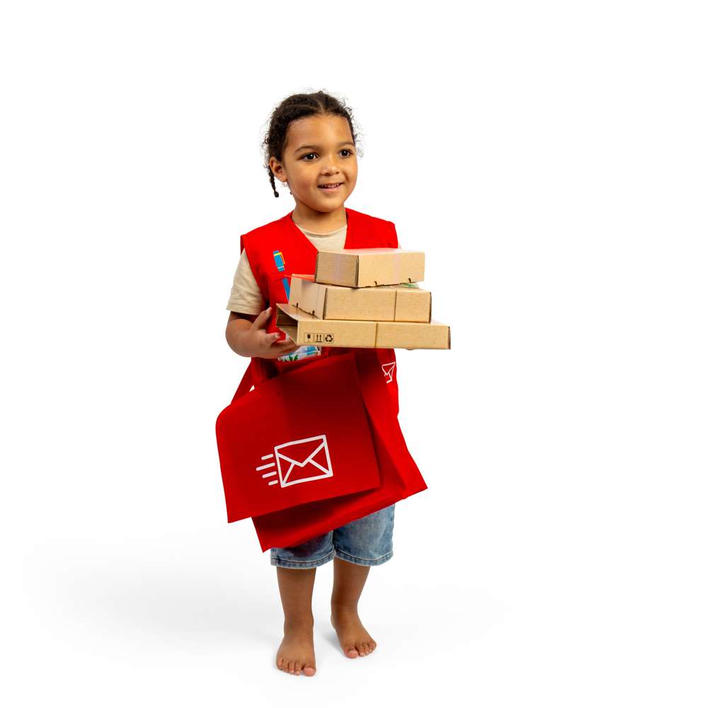 Bigjigs Toys Mail Carrier Dress Up Set Postman Costume with 17 Play Pieces for Kids Ages 3+