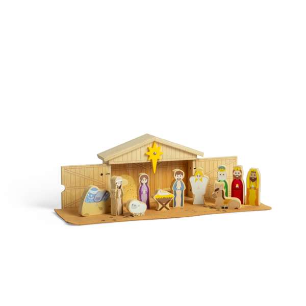 Bigjigs Toys Wooden Christmas Nativity Set with 13 Play Pieces