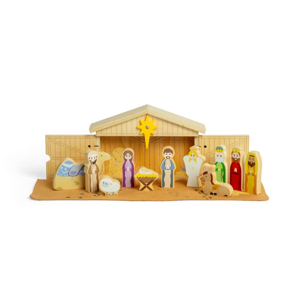 Bigjigs Toys Wooden Christmas Nativity Set with 13 Play Pieces