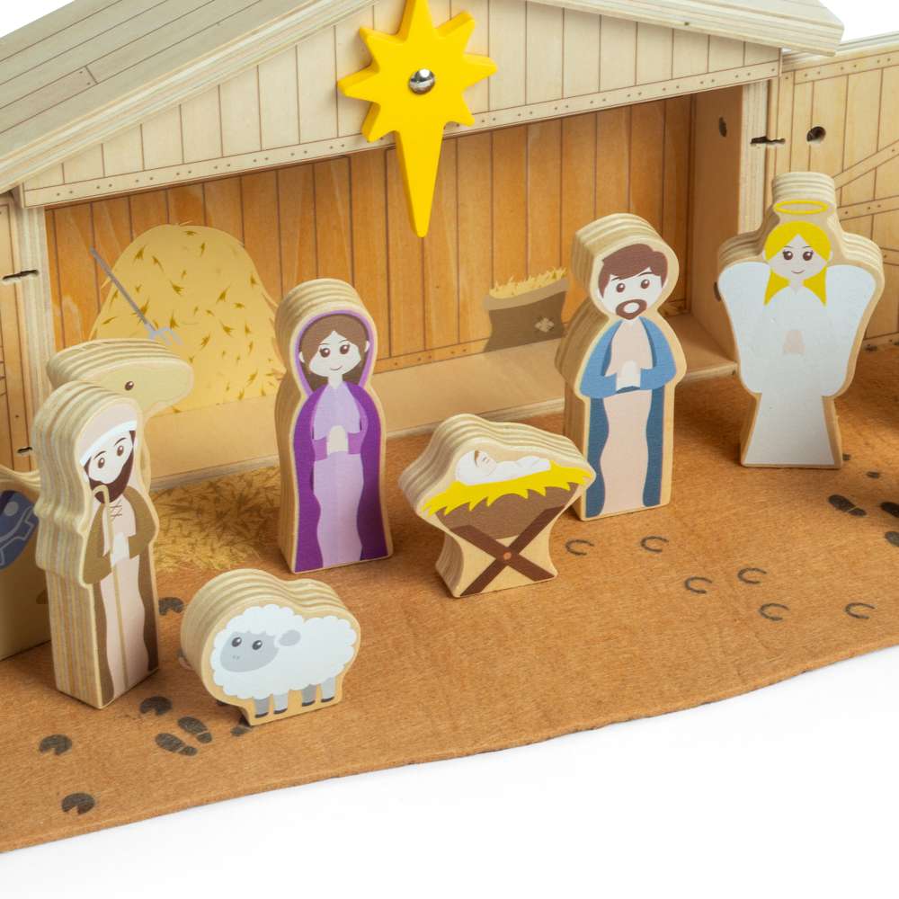 Bigjigs Toys Wooden Christmas Nativity Set with 13 Play Pieces