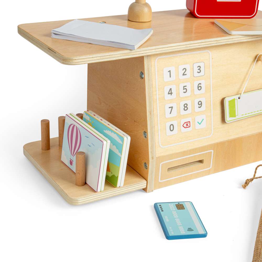 Bigjigs Toys Wooden Post Office Set 19 Piece Kids Role Play Toy Wood Toy Post Box and Scales